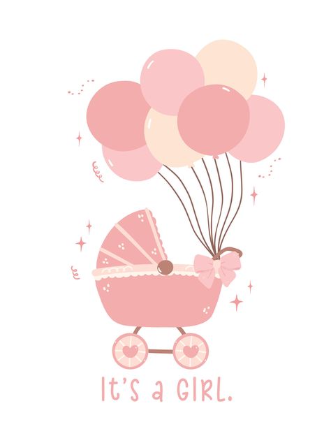 Download the Cute Baby Girl Shower Invitation Card with Pink Pram and Balloons. Celebrate the joy of a new arrival with this adorable hand-drawn baby girl shower invitation card. 28241828 royalty-free Vector from Vecteezy for your project and explore over a million other vectors, icons and clipart graphics! Welcome Baby Girl, Its A Girl, Welcome Card, Baby Shower Invitation Cards, Congratulations Baby