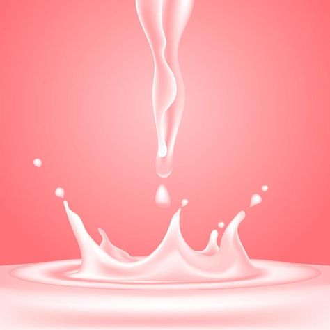 3D vector realistic illustration set, strawberry milk splash and pour, realistic natural dairy products, yogurt or cream splatter drops, isolated on pink background. Print, template, design element Strawberry Milk Background, Pink Backround, Milk Splash, Realistic Illustration, Rose Milk, 3d Ideas, Background Print, 3d Vector, Rose Background