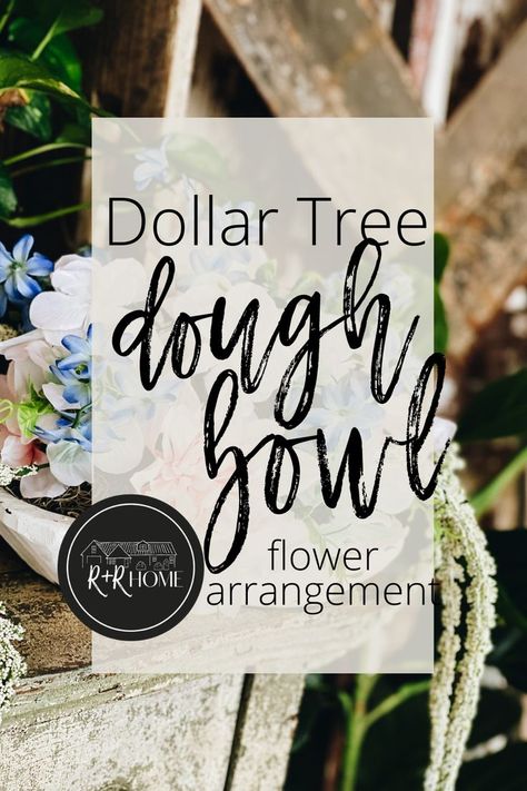 Make a beautiful Spring Dough bowl arrangement using dollar tree florals Dough Bowl Centerpiece Summer, Summer Dough Bowl Ideas, Summer Dough Bowl Decor, Dough Bowl Centerpiece Ideas, Bowl Flower Arrangement, Dollar Tree Flowers, Dough Bowl Centerpiece, Bowl Centerpiece, Easy Diy Decor