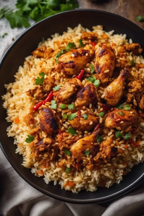 Looking to add a little heat to your meal? Try these easy and flavorful spicy chicken and rice recipes! Whether you prefer it extra spicy or just a hint of kick, these recipes are sure to satisfy your cravings. From one-pot wonders to skillet dinners, there's something for everyone. Spice up your dinner routine with these delicious and simple dishes. Give them a try today! Spicy Chicken And Rice Recipes, Spicy Chicken Fried Rice, Spicy Chicken And Rice, Chicken Thigh And Rice Recipe, Chicken And Rice Recipes, Cabbage Steaks Recipe, Spicy Chicken Breast, Rice Meals, Simple Dishes