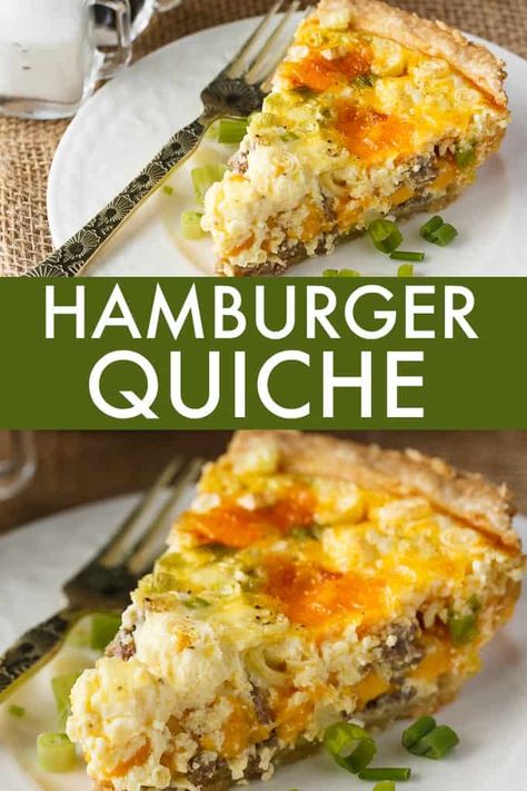 Hamburger Breakfast Recipes, Hamburger Quiche, Hamburger Meals, Healthy Recipes Crockpot, Recipes Potato, Breakfast Quiche Recipes, Quiche Recipes Easy, Easy Brunch Recipes, Cheese Quiche