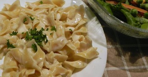 This recipe is simply an Alfredo sauce on purchased egg noodles instead of fresh or homemade fettuccine.  We thought it was delicious ... Recipes With Parmesan, Egg Noodles Recipes, Sauce For Eggs, Bbq Vegetables, Homemade Fettuccine, Recipes With Parmesan Cheese, Egg Noodle Recipes, Noodles Recipes, Alfredo Sauce Recipe