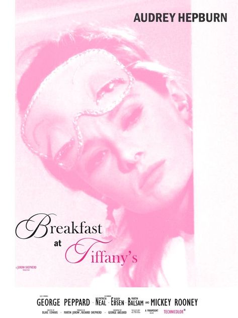 Aubrey Hepburn Poster, Vintage Posters Aesthetic, Hallway Prints, Breakfast At Tiffany's Poster, Audrey Hepburn Poster, Widgets Aesthetic, Pastel Wall Decor, Pink Movies, Dorm Posters