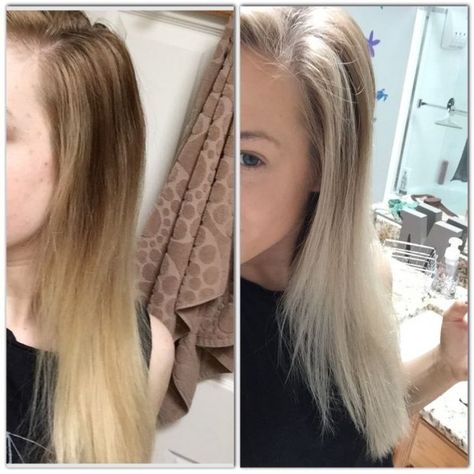 How To: From Brunette to Blonde | Her Campus Blonde Box Dye, Tone Hair At Home, T18 Toner, Toning Blonde Hair, From Brunette To Blonde, Ash Blonde Hair Dye, Blonde Hair At Home, Box Hair Dye, Brassy Hair