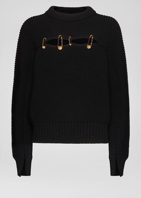 Versace Safety Pin, Versace Sweater, Black Knitwear, Luxury Clothes Men, Fotografi Digital, Versace Home, Kpop Fashion Outfits, Sweater Sale, Safety Pin