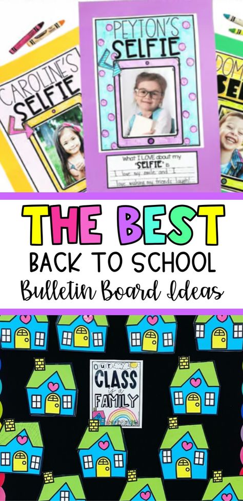 Transform your classroom with these five back-to-school bulletin board ideas! This blog post showcases unique designs that involve student-created crafts, making them perfect for the first day of school. These bulletin boards are not only engaging but also set a welcoming tone for your elementary class. Check out all five bulletin board ideas! Back To School Bulletin Boards 2nd Grade, Classroom Calendar Bulletin Board Ideas, Teacher Bulletin Boards Personal, Selfie Bulletin Board, Back To School Bulletin Board Ideas, Back To School Bulletin Boards Preschool, Welcome Back To School Bulletin Boards, All About Me Bulletin Board, Family Bulletin Boards