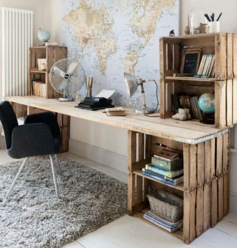 Pod Office, Pallet Furniture Ideas, Pallet Decor, Desk Design, Diy Pallet, Diy Pallet Furniture, Home Office Design, Design Case, Pallet Furniture