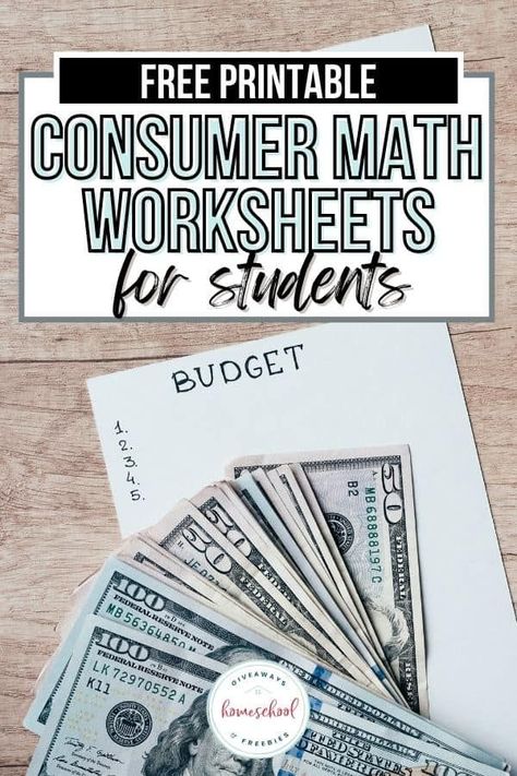 Consumer Math High School, High School Worksheets, Budgeting Worksheets Free, Money Math Worksheets, Learning Money, Consumer Math, Real Life Math, Budget Worksheet, Teaching Money