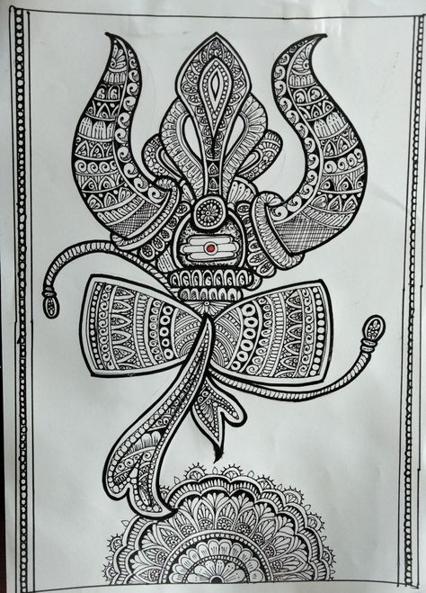 Shiv ayudha mandala art Shivratri Mandala Art, Trishul Mandala Art, Lippan Designs, Shiv Mandala Art, Shiva Mandala Art, Shiv Drawing, Month Challenge, Easy Mandala, Sketches Doodles