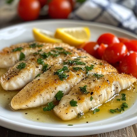 Fish with White Wine Sauce Recipe White Wine Tilapia, White Wine Cod Recipe, Lemon White Wine Sauce For Fish, Fish Dinner Recipes Tilapia, Stove Top Fish Recipes, German Fish Recipes, Pacific Whiting Fillets Recipes, White Fish Fillet Recipe, Striper Fish Recipes