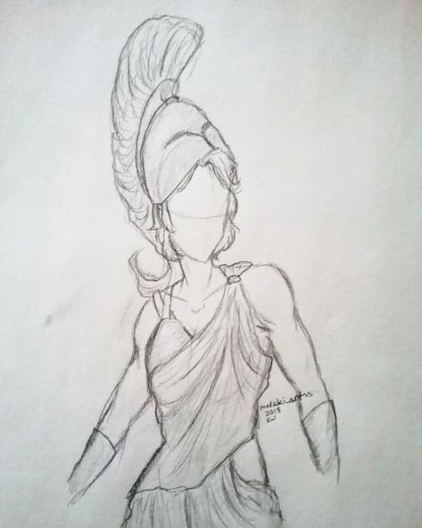 Instagram for artist: meraki_artss The goddess Athena Character design for Athena Art by meraki_artss Athena Sketch Drawings, Athena Drawing Greek Mythology, Athena Art Drawing, Athena Goddess Drawing, Athena Sketch, Athena Drawing, Athena Art, Greek Drawing, Helmet Drawing