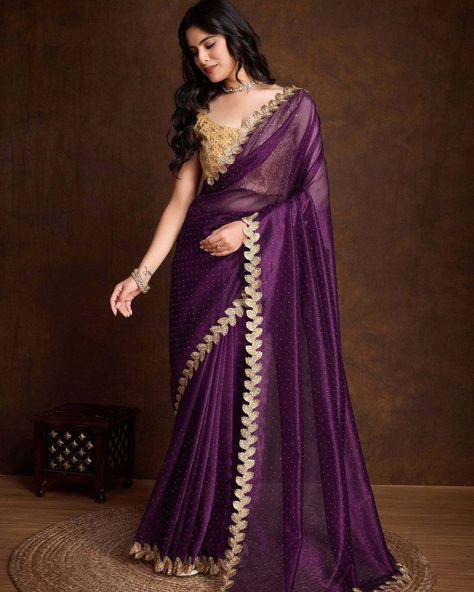 https://www.urmifashion.com/sarees/shiny-brown-gold-infused-twill-saree-uf200-4 #sarees #saree #silksarees #silksaree #partywearsaree #designersarees #festive #festivewear #sareelove #festivecollection #onlinestore #indianclothing #clothingstore #clothing #clothingforwomen #fashionstyle #shopping #ethnicwear #womenclothing #partywear #designer #trending #onlineshopping #onlineshoppingindia #indianfashion #indianshopping #ethnic #ethnicfashion Dark Purple Saree, Shimmer Saree, Embellished Saree, Sequins Saree, Purple Saree, Party Wear Lehenga Choli, Readymade Saree, Saree Designs Party Wear, Party Wear Lehenga