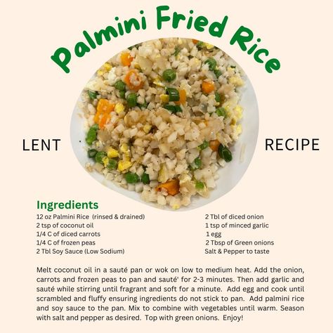 Palmini Fried Rice Palmini Rice Recipe, Heart Of Palm Rice Recipes, Riced Hearts Of Palm Recipes, Hearts Of Palm Rice Recipes, Palmini Rice, Hearts Of Palm Rice, Palmini Recipes, Palm Hearts, Rice Noodle Dishes