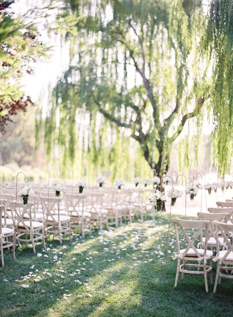 #outdoors  Photography: Jose Villa Photography - josevillaphoto.com Venue: Black Swan Lake - www.napaweddingstandard.com/black-swan-lake/ Event Planning: Kathy Higgins - kathyhigginsweddings.com Event Design: Kathleen Deery Design - kathleendeerydesign.com Wedding Aisle Woods, Outdoor Waterfront Wedding Ceremony, Rose Garden Wedding Ceremony, Wedding Aisle Outdoor Pathways, Outdoor Micro Wedding Ceremony, Rose Aisle, Napa Wedding Venues, Willow Tree Wedding, Willow Trees