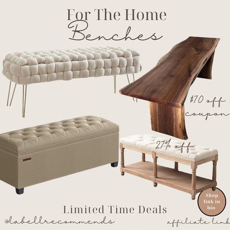 🛋️✨ Elevate your home’s style with these trendy decor benches, now on sale! Perfect for adding a touch of elegance to your hallway or creating a cozy nook at the end of your bed. Not only do they enhance your space aesthetically, but they also offer practical storage solutions and extra seating. Don’t miss out on these limited time deals. Shop link in bio Like-Share-Follow so you don’t miss out on future deals. #HomeDecorideas #InteriorDesignideas #furnituregoals #benchlife #storagesolutions... Entry Hallway, Practical Storage, Elevate Your Home, Cozy Nook, Trendy Decor, Bench Furniture, Extra Seating, Nook, Storage Solutions