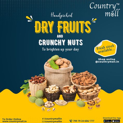 Dry Fruit Shop Design, Dry Fruits Advertising, Dry Fruits Poster Design, Dryfruit Creative Ads, Dry Fruits Creative Ads, Fruit Logo Design Ideas, Advertising Campaign Design, Vegetable Delivery, Fruit Logo Design