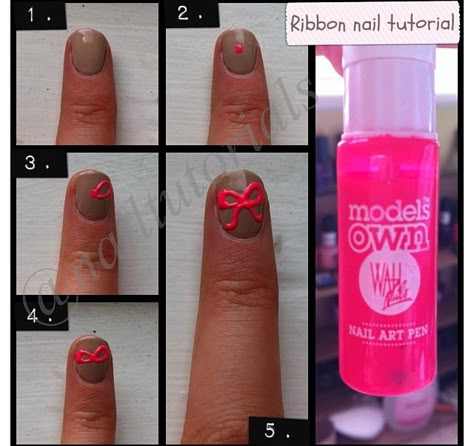 Cute and easy nail bow tutorial! Comment if you want a tutorial for something 👇👇 How To Draw A Bow On Nails Step By Step, How To Draw Bows On Nails, Easy Bow Nail Art, Nail Bow Tutorial, How To Paint A Bow On Nails, Bow Nails Tutorial, Bow Nail Tutorial, How To Draw Bow On Nails, How To Do A Bow On Nails