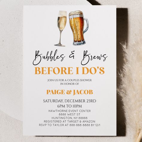 Bubbly And Brews Before The I Dos, Love Is Brewing Bridal Shower Ideas Beer, Bubbles And Brews Before The I Dos, Couple Bridal Shower Ideas, Couples Wedding Shower Ideas Themes, Couple Shower Decor, Co Ed Wedding Shower Ideas, Wedding Shower Ideas Themed, Couples Wedding Shower Decorations