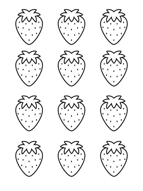 Strawberry Template Free Printable, Macaroons Template Free Printable, Macaroon Template Free Printable, Strawberry Black And White, Macaron Template Free Printable, Macaron Shapes Templates, Strawberry For Coloring, Macaron Stencil Printable, Royal Icing Transfers Free Printable