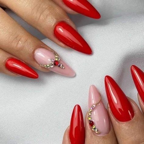 Short Red Nails, Red Almond, Almond Nail Designs, Heartbeat Monitor, Long Square Nails, Matte Black Nails, Red Acrylic Nails, Long Acrylic Nail Designs, Long Nail Designs