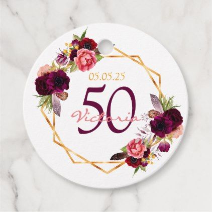 Any age birthday Thank You burgundy florals white Favor Tags 60th Birthday Cake For Mom, Souvenir Tags, Birthday Cake For Mom, 60th Birthday Cakes, Birthday Souvenir, Birthday Tags, Unique Favors, 50th Birthday Party, Birthday Thank You