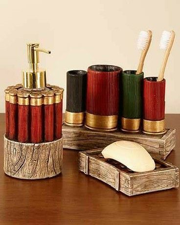 Hunting Bathroom, Shell Sink, Bullet Casing Crafts, Shotgun Shell Crafts, Bullet Crafts, 12 Gauge Shotgun, Washroom Decor, Hunting Room, Hunting Decor