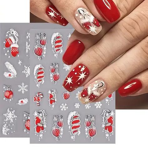 Faster shipping. Better service Christmas Nails Stickers, Nails Vintage, Santa Nails, Holiday Nails Winter, Nails Stickers, Christmas Nail Stickers, Holiday Nail, Nail Art Stickers Decals, Nail Art Sticker