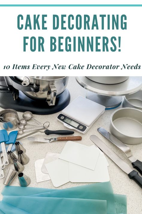 New to cake decorating? Check out this post full of cake decorating tools you must have to get started! Tools For Cake Decorating, Decorating For Beginners, Piping Design, Cake Decorating For Beginners, Sea Cakes, Decorating 101, How To Make Cupcakes, Cake Supplies, Cake Decorator