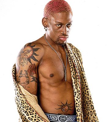 Dennis Rodman Tattoo, Tattooed Celebrities, Sun Tattoo Ideas, Modern Tattoo Ideas, Cactus Tattoos, Stomach Tattoo, Army Tattoos, Cactus Tattoo, Angel Tattoos