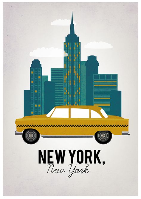 New York Taxi, Voyage New York, New York Graffiti, Postal Vintage, Yellow Taxi, Travel Poster Design, I Love Nyc, New York Poster, Empire State Of Mind