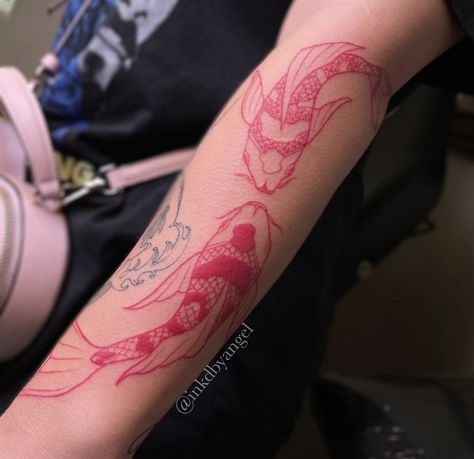 Koi Tattoo Ideas, Tattoo Ideas Fish, Fish Tattoo Koi, Koi Fish Tattoo Ideas, Tattoo Ideas Red, Japanese Tattoo Koi, Tattoo Koi Fish, Pez Koi Tattoo, Fish Tattoo Ideas