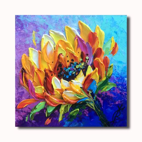 Ukrainian Sunflower Abstract 8:8 Original Impasto 3d Oil | Etsy Sunflower Abstract, Impressionist Artwork, Impasto Paintings, 3d Oil Painting, Yellow Flower Art, Art Sunflower, White Canvas Art, Painting Yellow, Art Palette