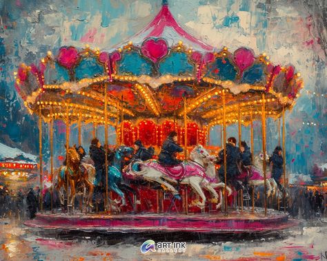 PRINTABLE Digital Downloadable Wall Art & TV art frame | 28 files | Enchanted Evening Carousel Ride | SV-55 by ArtInkGallery on Etsy Carousel Painting, Carousel Ride, Carousel Art, Enchanted Evening, Art Tv, Coffee Design, Tv Art, Simple Pleasures, Ride On