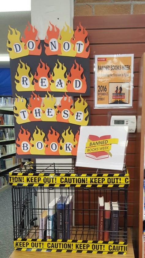 Banned Books Week Banned Book Display Ideas, Banned Books Display Ideas, Banned Books Bulletin Board, Banned Books Week Library Display, Banned Book Week Display, Pride Library Display, Banned Books Week Activities, Banned Book Display, Banned Books Display