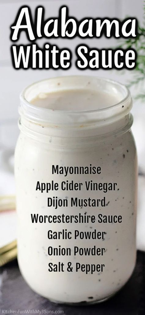 For a creamy and tangy take on barbecue sauce, make this fantastic Alabama White BBQ Sauce! So simple to whip up in minutes, you'll love serving this special sauce with grilled meats, chicken wings, or even on hamburgers. #CraftCocktailSyrupsandMixers Steak Sauce Recipe Easy, Diy Bbq Sauce, Steak Sauce Recipe, Alabama White Bbq Sauce, Alabama White Sauce, White Bbq Sauce, Homemade Bbq Sauce Recipe, White Sauce Recipes, Homemade Sauce Recipes