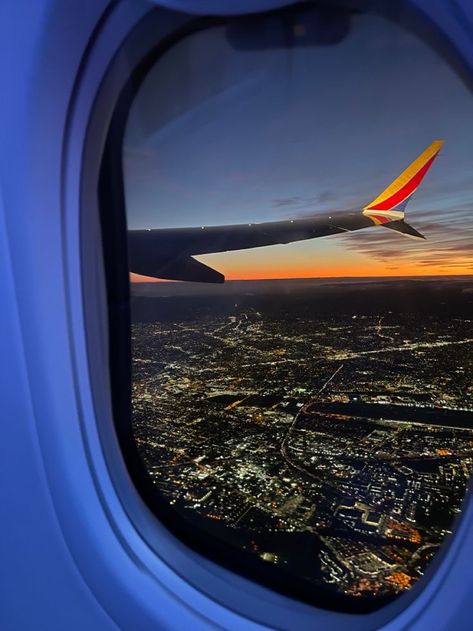 Airplane Window, City Lights, At Night