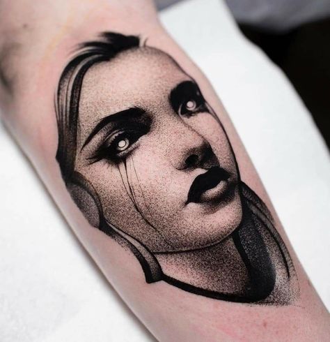 Surrealism Tattoo, Line Tattoo Ideas, Mary Tattoo, Tattoo Shading, Single Line Tattoo, Tiger Tattoo Design, Cool Forearm Tattoos, Warrior Tattoos, Dark Art Tattoo