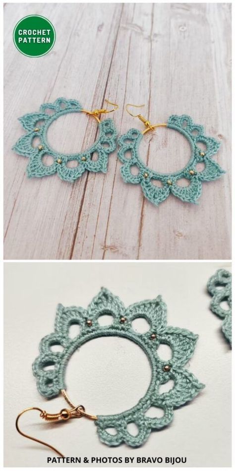 Crocheted Hoop Earrings, Free Crochet Hoop Earring Patterns, Crochet Loop Earrings Free Pattern, Easy Crochet Jewelry, Boho Crochet Earrings Pattern, Rainbow Crochet Earrings, Crochet Loop Earrings, Hoop Earrings Crochet, Crochet Boho Earrings Free Pattern