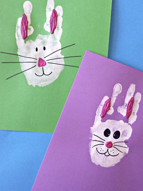 Bunny Handprint, Handprint Art Ideas, Preschool Pets, Easter Handprint Crafts, Homemade Easter Decorations, Hand Print Art, Diy – Velikonoce, Easter Art Project, Easter School