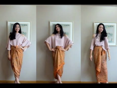 4 Easy Ways To Wear a Kain Batik | GemmaDelicia Kain Batik Bawahan, Kain Songket Style, Cara Pakai Rok Lilit, Tutorial Rok Lilit, Batik Tutorial, Batik Sarong, Kebaya Lace, Batik Skirt, Batik Kebaya