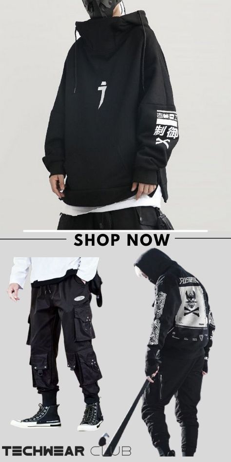 Autumn Aesthetic Clothes Men, Urban Techwear, Casual Techwear, Trending Streetwear, Futuristic Cyberpunk, Techwear Fashion, Cyberpunk Clothes, Trendy Boy Outfits, Cyberpunk Fashion