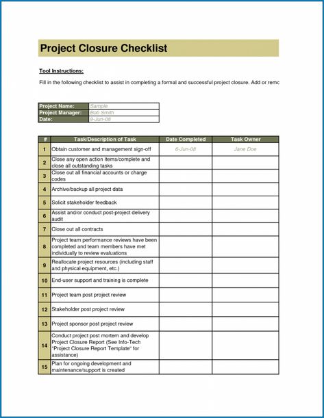 editable √ free printable project closeout checklist template project closeout checklist template examples Project Checklist, Project Status Report, Project Charter, Progress Report Template, Survey Template, Project Management Professional, Checklist Template, Task List, Change Management