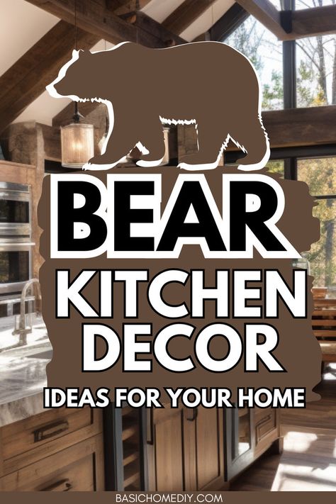 Discover 12 rustic bear kitchen decor themed ideas that bring cozy, lodge-inspired style to your space. Perfect for lake cabin kitchens, this collection of wall art, fun bear signs, and retro wall shelves adds a Black Forest feel with black, white, and brown bear accents. Whether you're revamping a hunting camp or giving your country kitchen a cottage-core makeover, these ideas blend modern lodge style with cozy log cabin warmth. Ideal for an old farmhouse style or a modern lodge kitchen decor. Black Bear Aesthetic, Modern Lodge Kitchen, Rustic Cabin Kitchen Decor, Lake Cabin Kitchen, Lodge Kitchen Decor, Modern Lodge Style, Rustic Cabin Kitchen, Old Farmhouse Style, Diy Home Storage