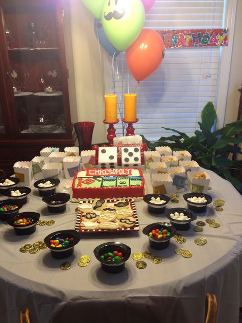 Monopoly themed party Monopoly Themed Party, Monopoly Themed Parties, Foods To Eat Before Bed, Healthy Meals For Dinner, Monopoly Theme, Monopoly Party, Meals For Dinner, Board Game Party, Game Night Parties