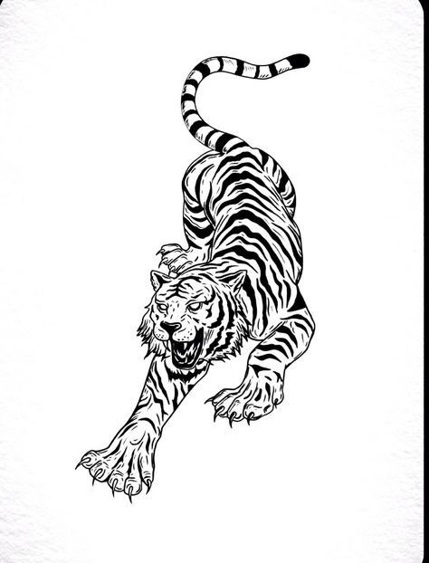 Tiger Tattoo Men, Tiger Tattoo Thigh, Japanese Tiger Tattoo, Ab Tattoo, Minimalist Tattoo Ideas, Tiger Tattoo Design, Hello Kitty Tattoos, Shiva Tattoo Design, Retro Tattoos