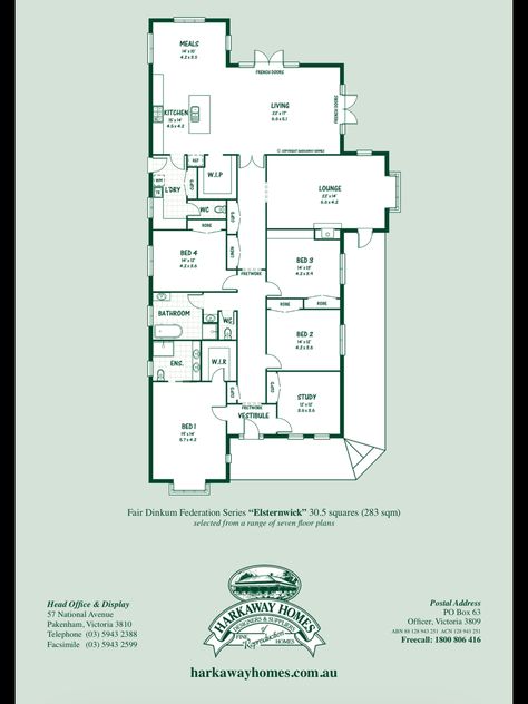 Harkaway Homes Australia Floor Plans, Harkaway Homes, House Plans Australia, Villa Exterior, Hall Flooring, Central Hall, Outback Australia, Farm Ideas, Front House