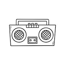 Boom Box Drawing, 80s Doodles, 80s Drawings, 90s Cookies, Boombox Illustration, Boombox Drawing, Speaker Drawing, Robot Inspiration, Cassette Tape Art