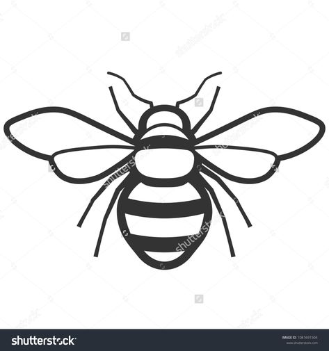 Honey bee black and white icon. Pest control clipart isolated on white backgroundwhite#icon#black#Honey Honey Bee Art Drawings, Bee Drawing Simple, Honey Bee Drawing, Bee Outline, Bees For Kids, Bee Sketch, Bee Stencil, Bee Icon, Bee Coloring Pages