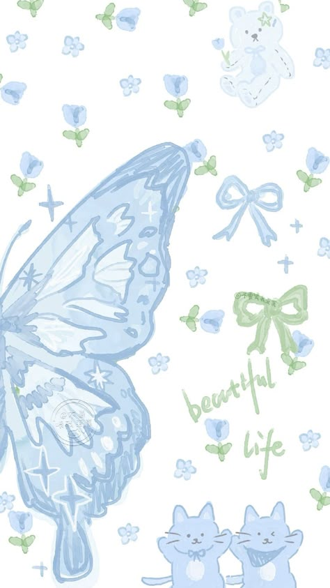 Baby Blue Wallpaper, Blue Butterfly Wallpaper, Cute Home Screen Wallpaper, Cute Blue Wallpaper, Bow Wallpaper, Cocoppa Wallpaper, Blue Wallpaper Iphone, Simple Phone Wallpapers, Bleu Pastel