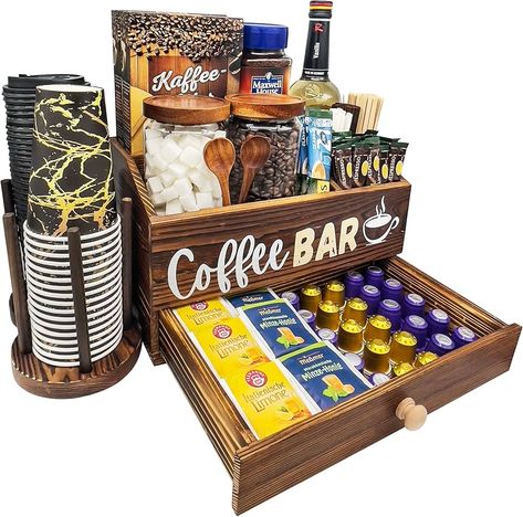 Amazon.com: Coffee Station Organizer for Countertop Ι Wooden Farmhouse Coffee Bar Organizer Ι Coffee Pod Holder Storage Basket with Drawer Ι Coffee Bar Accessories Organizer Ι Coffee Caddy Gift for Coffee Lovers : Home & Kitchen Coffee Bar Organizer, Coffee Lover Gifts Basket, Coffee Bar Accessories, Coffee Gift Basket, Coffee Bar Station, Farmhouse Coffee Bar, Bar Station, Wooden Farmhouse, Coffee Pod Holder